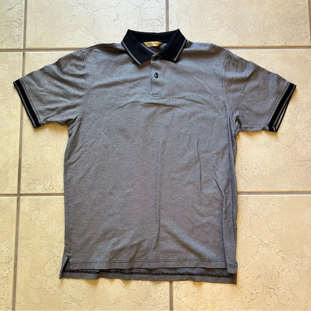 Gold Label Roundtree & Yorke Mens Size Medium Graphite Polo Shirt Short Sleeve
